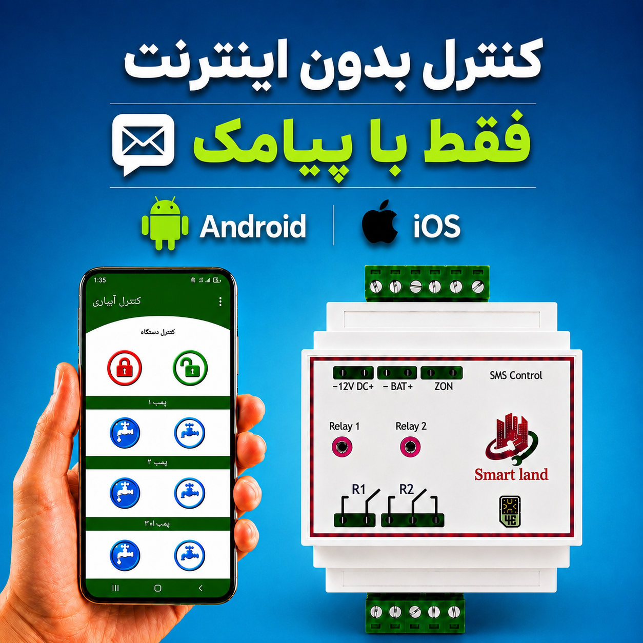 کنترل پیامکی 2 کانال تایمر دار (همراه با قابلیت دزدگیر و دارای میکروفون داخلی)
