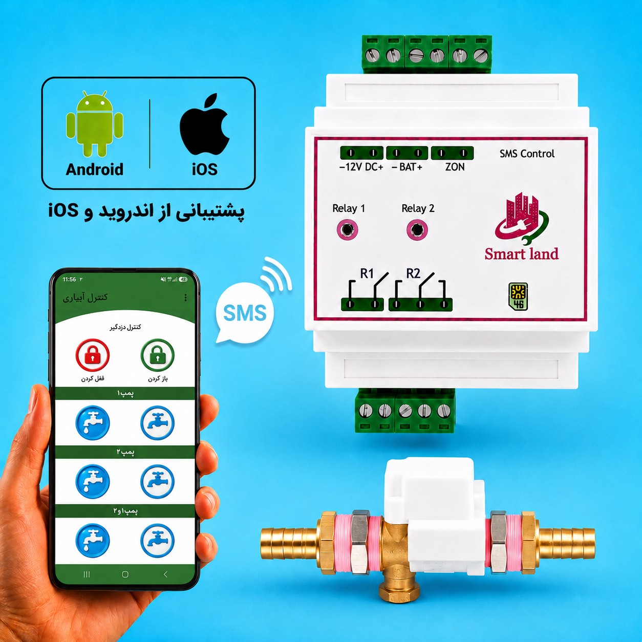 پکیج آبیاری خانگی پیامکی تایمردار (شلنگی)